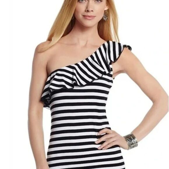 WHBM Striped One Shoulder Top Sz S - Picture 1 of 6